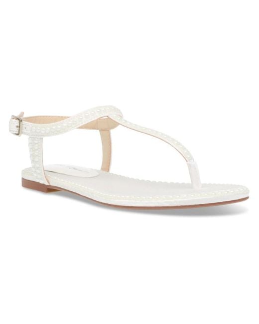 Betsey Johnson Diane Thong Sandals Ankle Strap in White | Lyst