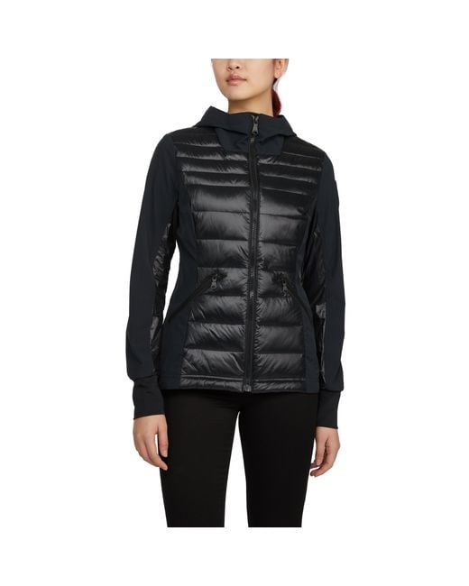 Pajar Black Cressy Mixed Media Channel Quilted Stretch Puffer