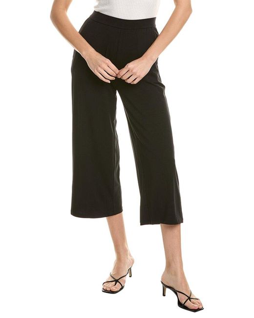 Eileen Fisher Black Petite Cropped Wide Leg Pant