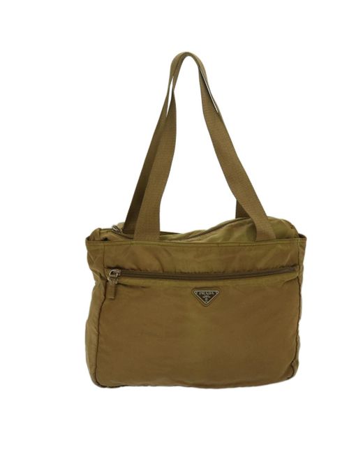 Prada Green Tessuto Synthetic Shoulder Bag (pre-owned)