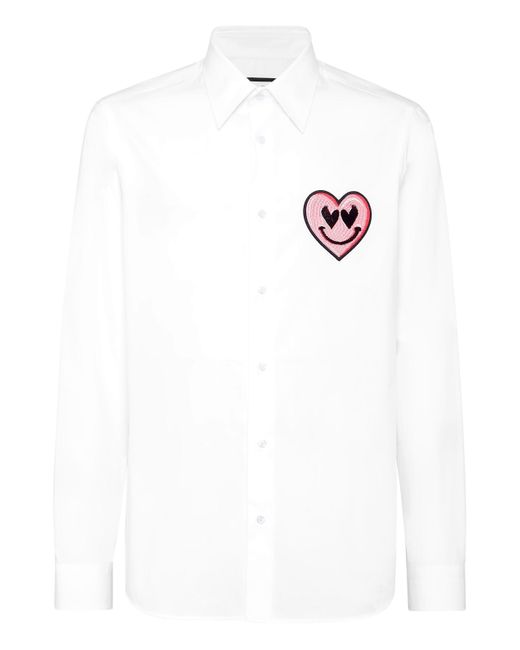 Philipp Plein White Shirt Sugar Daddy Cut Ls Patches for men