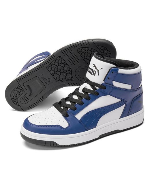 PUMA Blue Rebound Layup Dual Leather High-top Baseball Shoes for men