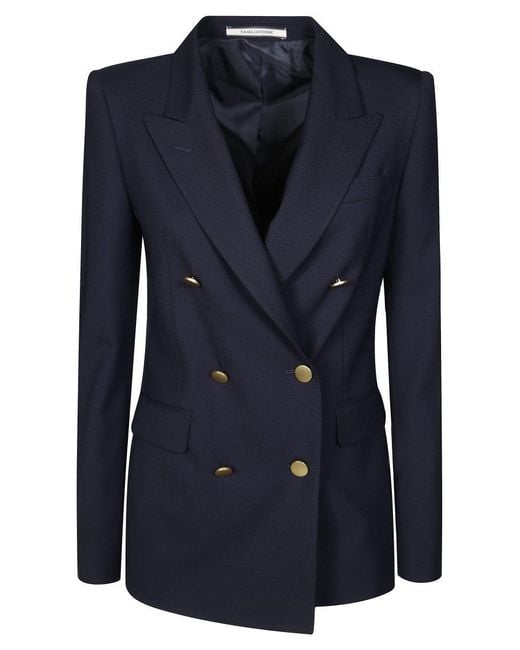 Tagliatore Blue Double-Breasted Tailored Blazer With Central Vent