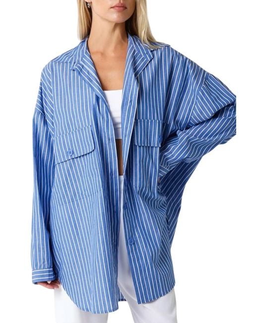 Olivaceous Blue Oversize Button Down Shirt