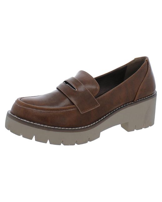 Aqua College Brown Daria Leather Slip-on Loafers