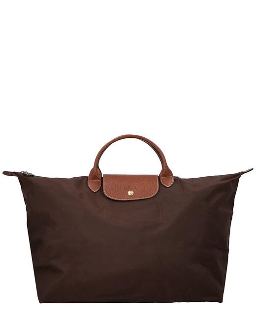 Longchamp Brown Le Pliage Original Small Canvas & Leather Tote Travel Bag