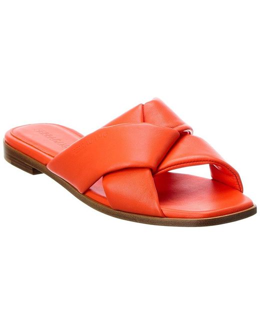 Ferragamo Red Alrai Leather Sandal