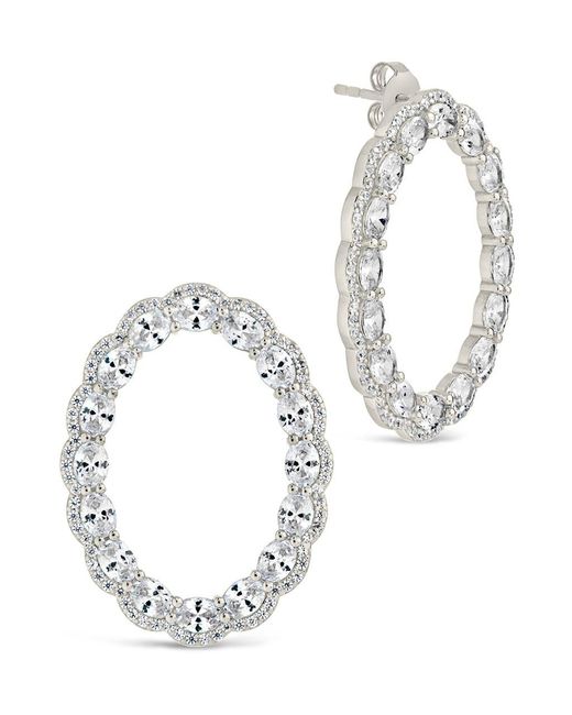 Sterling Forever Metallic Rosario Cz Oval Stud Earrings