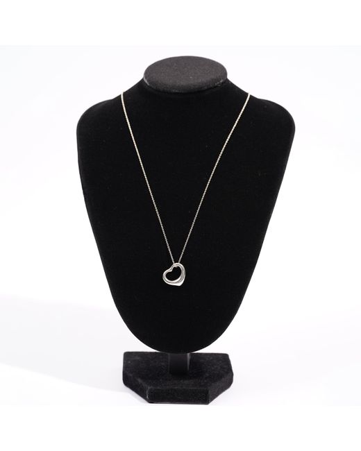 Tiffany & Co Black Heart Necklace Silver