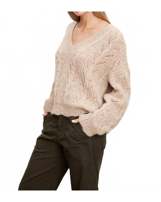 Velvet By Graham & Spencer Natural Sade V-Neck Knit Sweater