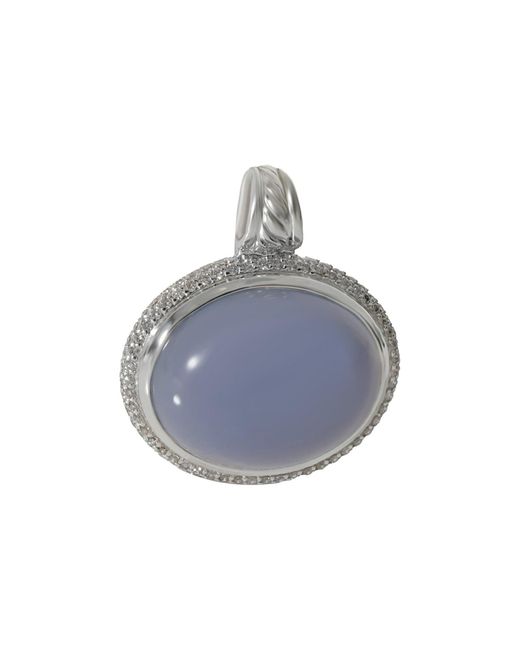 David Yurman Blue Oval Chalcedony Diamond Enhancer Pendant