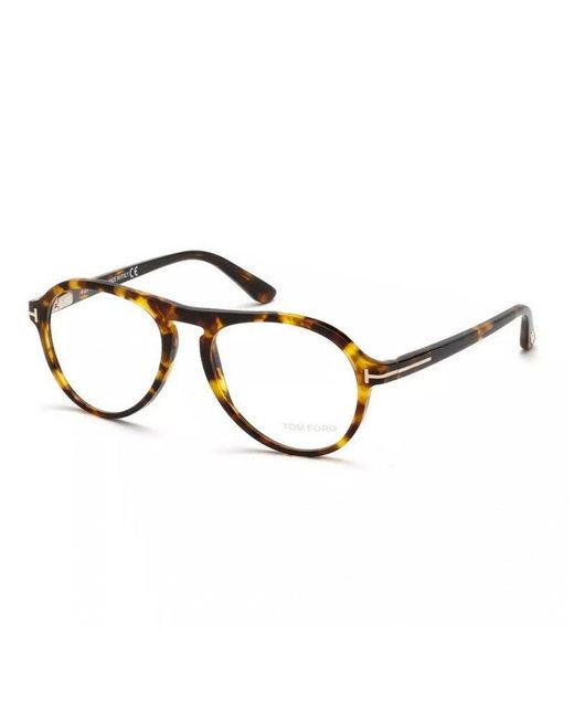 Tom Ford Metallic Eyeglasses Aviator Full Rim, Transparent Dark Frame And Clear Demo Lenses Lens Ft5413096 for men
