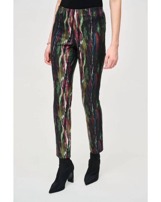 Joseph Ribkoff Black Abstract Print Pull On Slim Pant