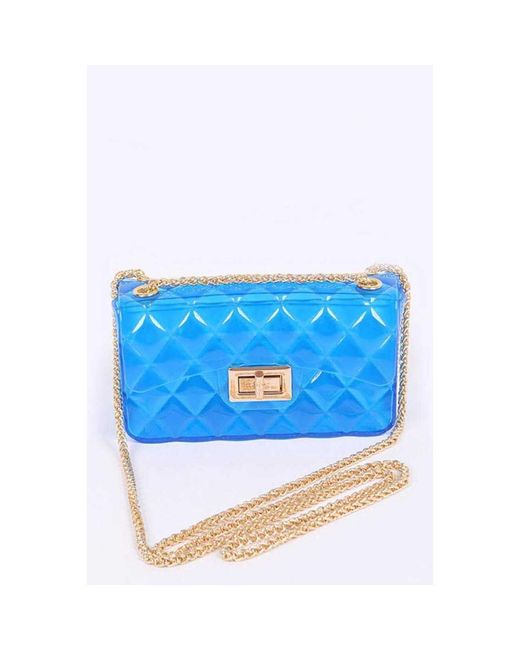 Fashnzfab Blue Twist Lock Color Jelly Shoulder Bag
