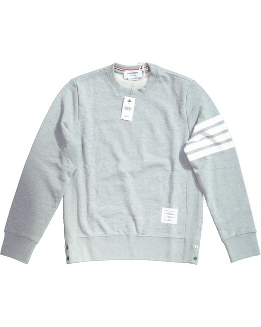 Thom Browne Gray 4-Bar Loopback Crewneck Sweatshirt for men