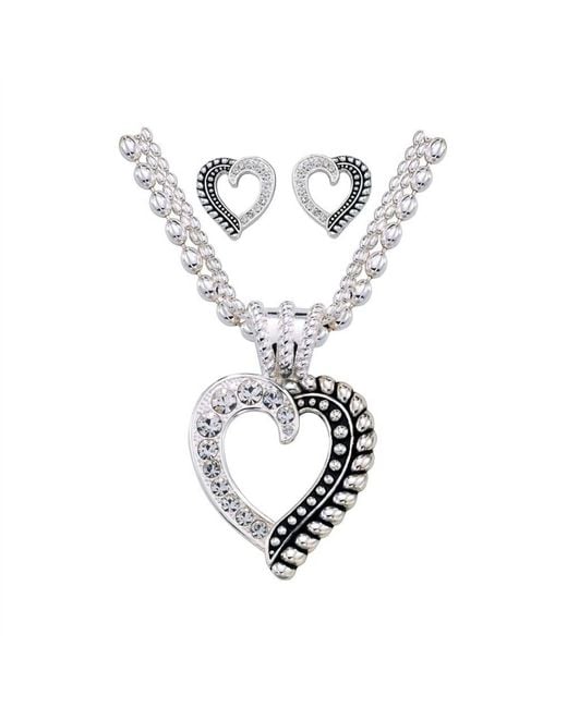Montana Silversmiths Metallic Twisted Rope Crystals Heart Jewelry Set