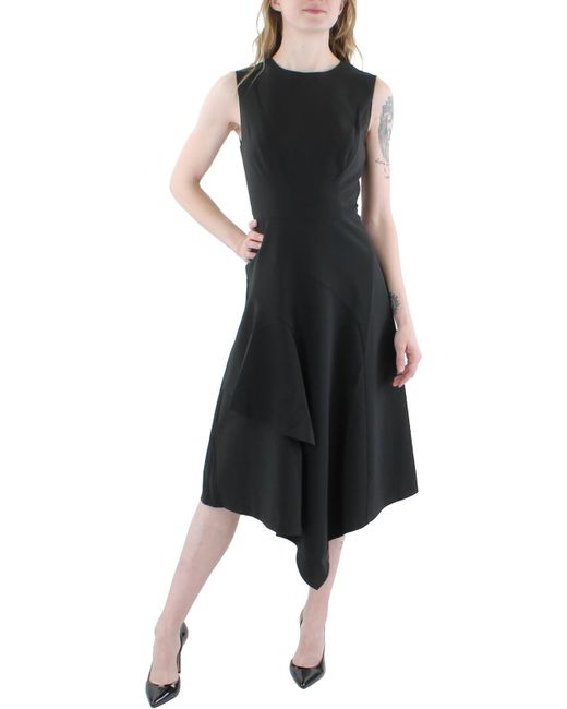Kay Unger Black Midi Sleeveless Cocktail And Party Dress
