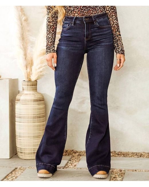 VERVET BY FLYING MONKEY Blue High Rise Flare Stretch Jean