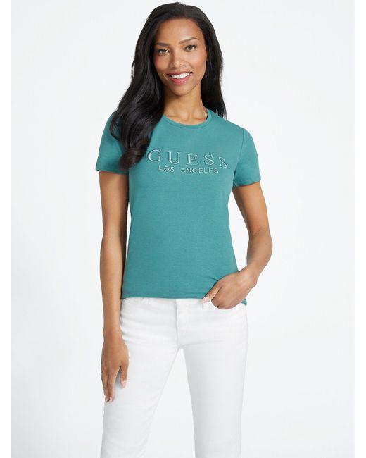 Guess Blue Lizza Embroidered Logo Tee