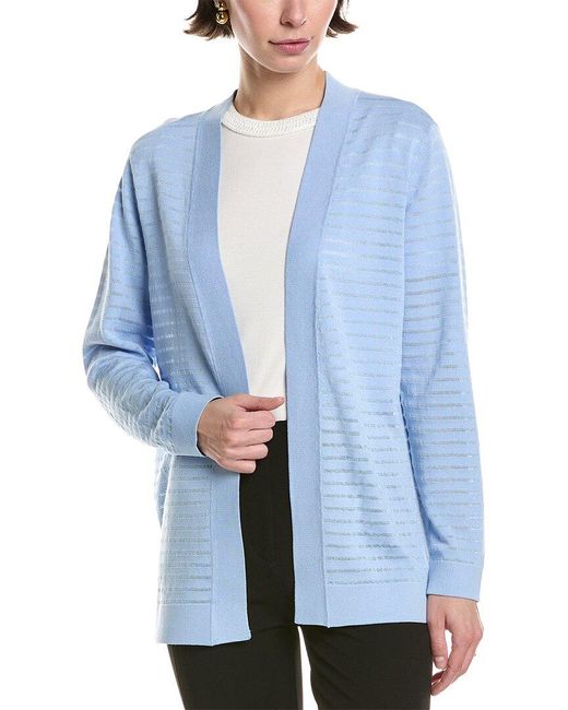 Anne Klein Blue Sheer Stripe Cardigan