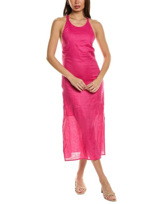 Equipment Pink Bellamy Linen Midi Dress