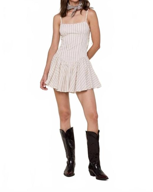 Sky To Moon Stripe Fit & Flare Mini Dress in White | Lyst
