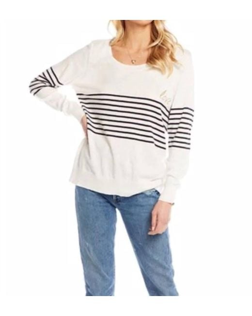 Chaser Brand White L/S Crew Neck Pullover