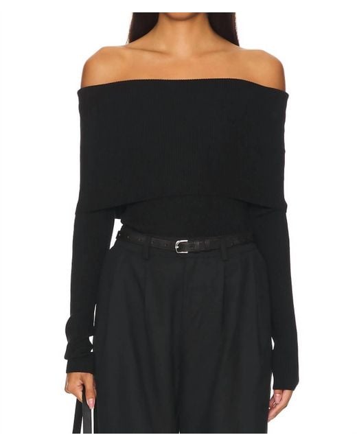A.L.C. Black Evelyn Merino Off Shoulder Top