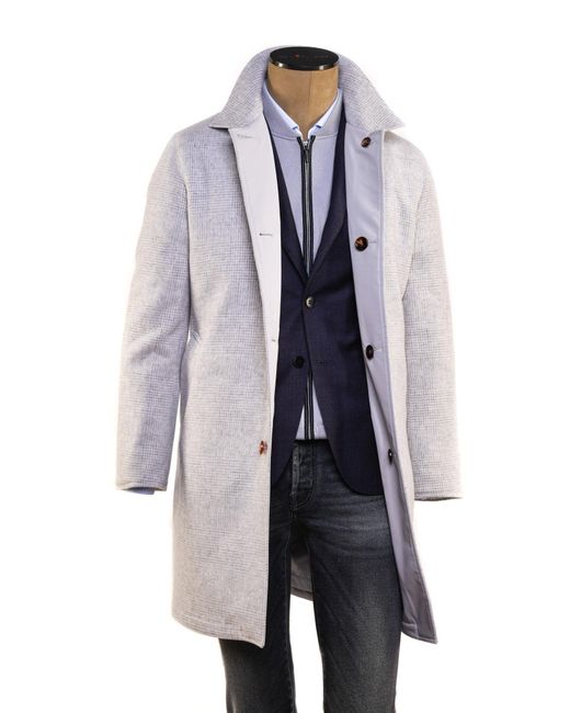 Kiton Blue Kired By Peak Wool-Cashmere Reversible Overcoat for men