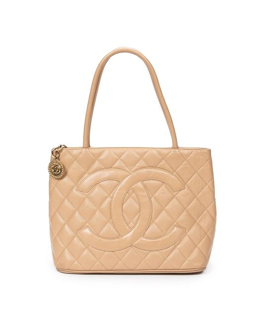 Chanel Natural Cc Timeless Medallion Zip Tote