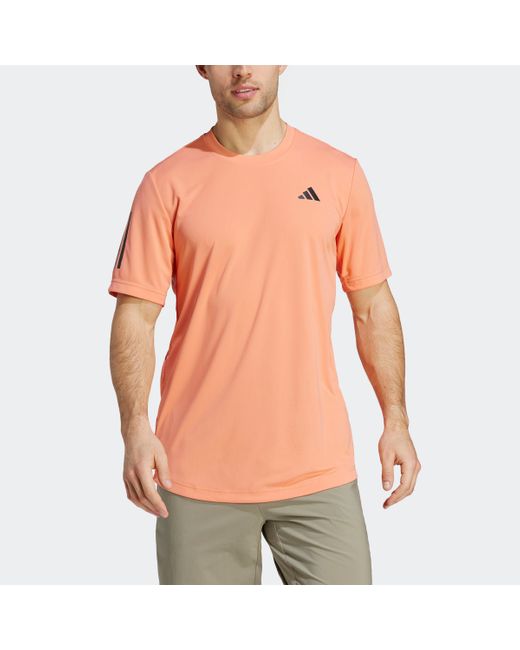 adidas Club 3-stripes Tennis Tee in Orange for Men | Lyst