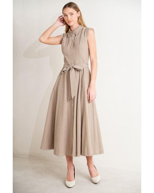 TRUEDAMES Women's Natural Cafe Au Lait Woven Midi Dress