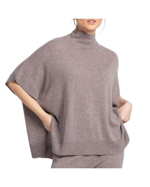 Kinross Cashmere Gray Easy Popover Sweater