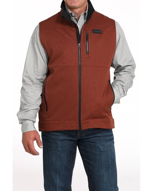 Cinch Red Softshell Bonded Vest for men