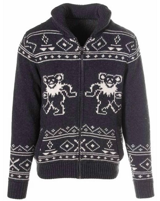 Schott Nyc Gray Bear Zip Up Sweater for men