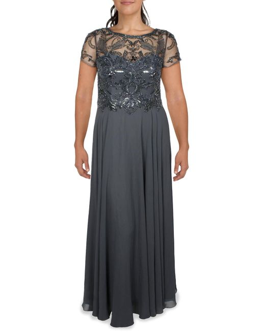 Xscape Black Embellished Chiffon Evening Dress