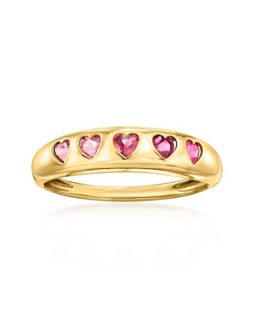 Ross-Simons Pink Multi-Gemstone Hearts Ring