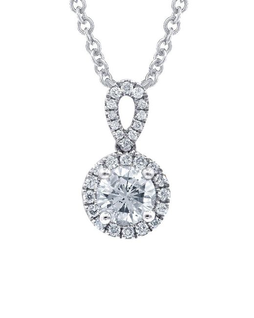 Diana M 18kt White Gold Diamond Halo Pendant Featuring 0.51 Ct Round Center And 0.50 Cts Round Diamonds Around