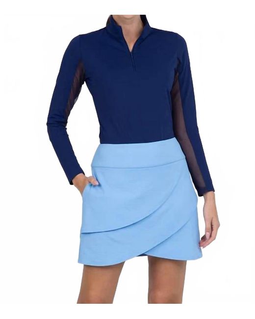 IBKUL Blue Solid Layered Skort