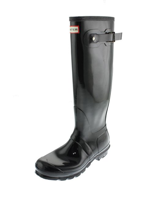 Hunter Black Original Tall Gloss Rubber Wellington Rain Boots