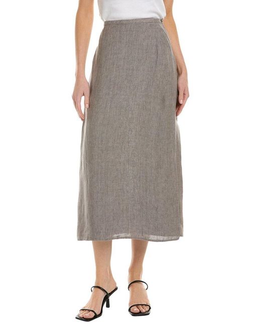 Eileen Fisher Delave Linen Wrap Skirt in Gray | Lyst