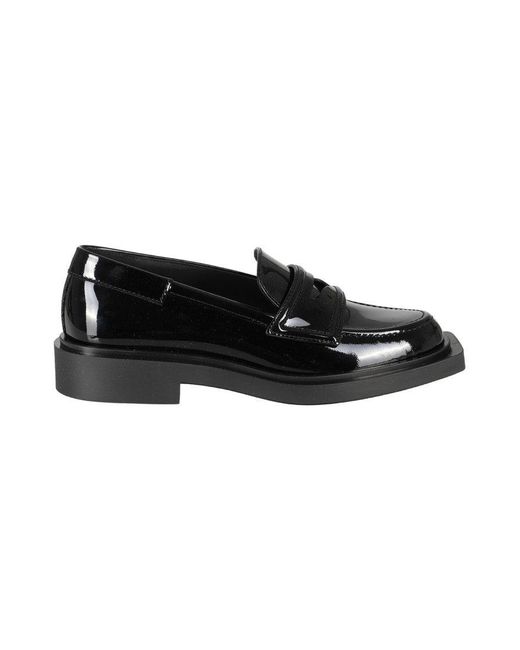 3Juin Black Leather Loafer With Pattern