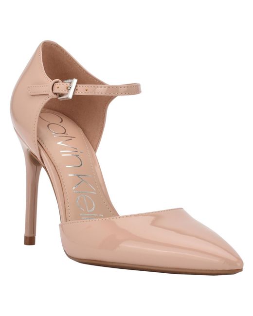 Calvin Klein Pink Dressa Patent Ankle Strap D'orsay Heels