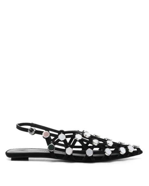 The Attico White Cut-Out Stud Embellished Slingback Sandals