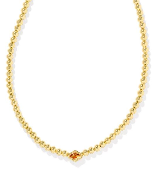 Kendra Scott Metallic Abbie Beaded Necklace Marbled Amber Illusion