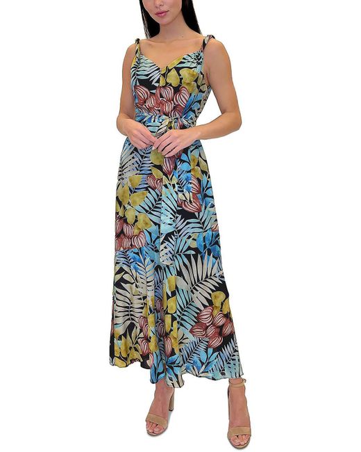 Sam Edelman Blue Tropical Print Sleeveless Maxi Dress