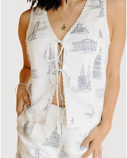 Skies Are Blue White Sightline Monument Vest Top (Size Reg & Plus)