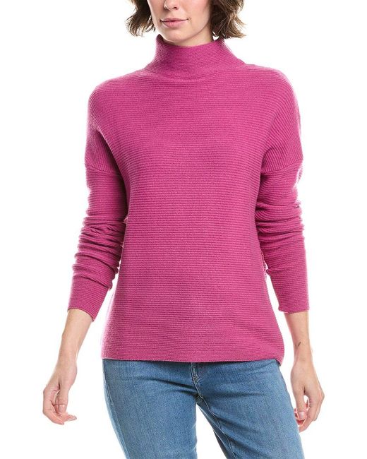 Forte Pink Textured Slouchy Funnel Neck Cashmere Sweater