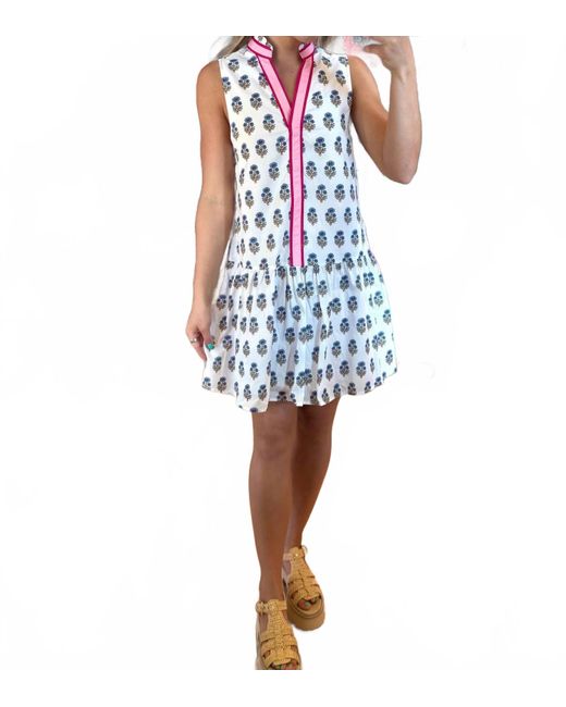 Thml Blue Sleeveless Flower Print Mini Dress