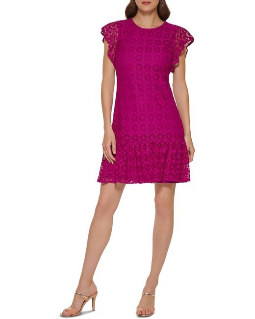 DKNY Pink Lacey Short Fit & Flare Dress